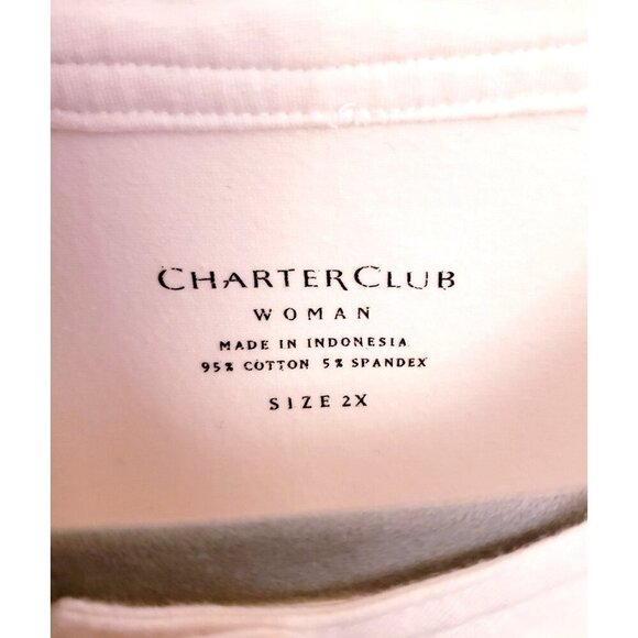 Charter Club Cotton Short Sleeve White Pullover Top w/Button Detail 2X EUC - Picture 7 of 7